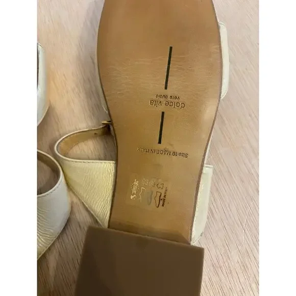 Dolce Vita Women’s Lavern All Leather Sandals Light Yellow Crinkle Patent 10 - Picture 7 of 8